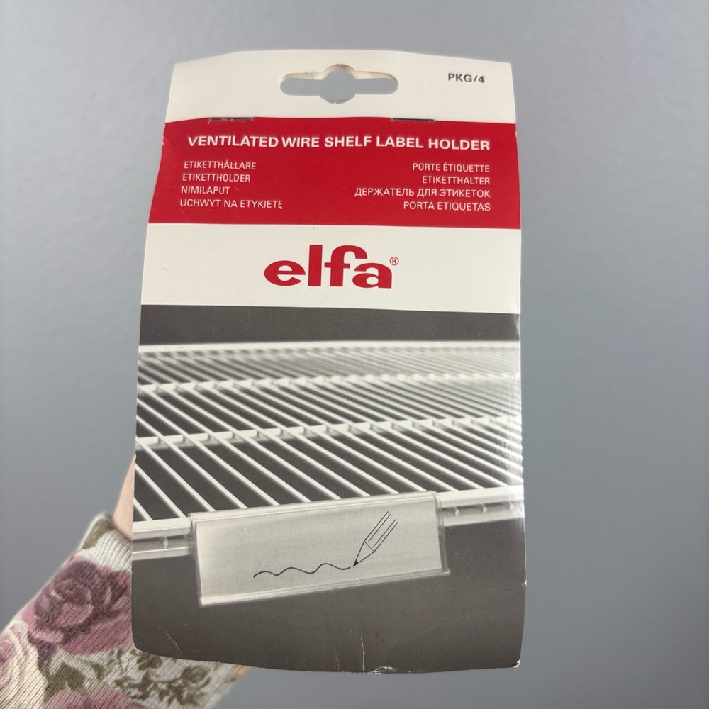 Elfa Ventilated Wire Shelf Label Holder - Pkg 4 (New in Package)